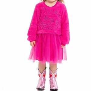Strawberry Shortcake Toddler Girls
Pink Tutu Tulle Fuzzy Long Sleeve
Dress - 3T